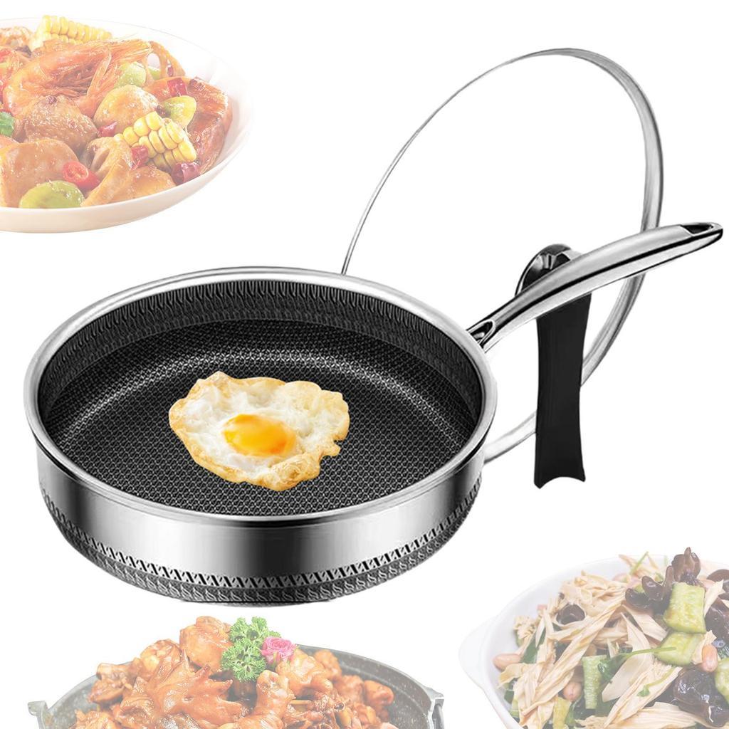 Frying Pan with Cover, Induction-Compatible Wok for Kitchen Use