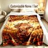 Cow Highland Theme Soft Blanket Personalized Custom Name Text Print Warm Blanket Home Sofa Bedroom Decor
