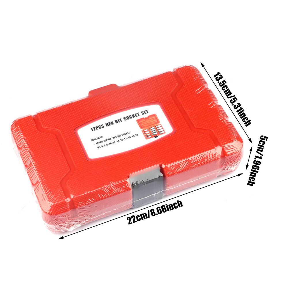 12Pcs Allen Socket Set 1/2inch Hexagon Socket 1/2inch Allen Socket Spanner Hexagon Allen Key Socket Set with Storage Case