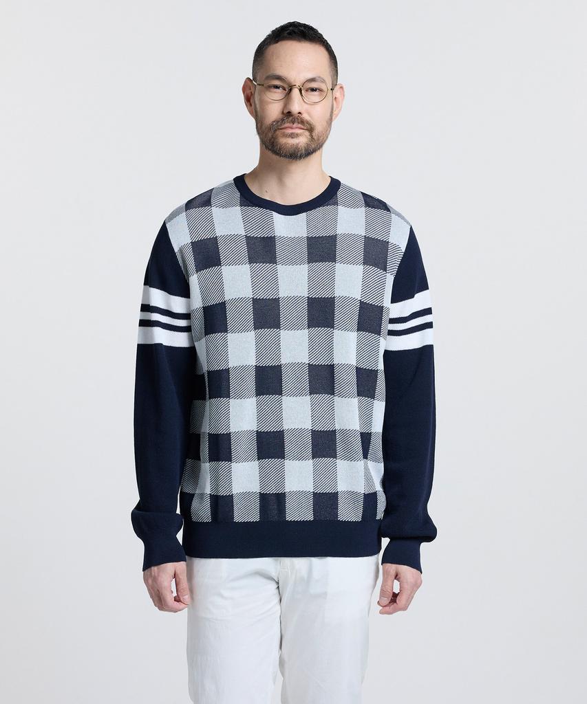 STCO Diems Cool Touch Check Round Knit_Navy (Classic Fit)_Dgkva01Ccn