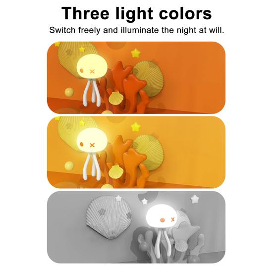 Jellyfish Night Light for Kids Bed Frame Touch Control Jellyfish Lamp with Flexible Tentacles Rechargeable Baby Nursery Lamp Cute Gift for Baby Shower