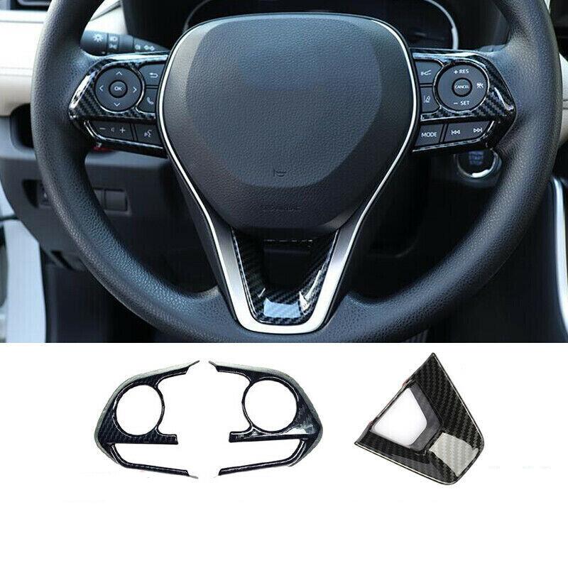 Carbon fiber internal Steering Wheel Trim 3pcs For Toyota RAV4 -