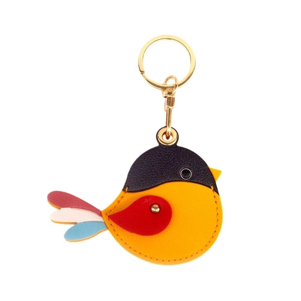 Cute Titmouse Access Card Holder PU Leather Access Control Card Keyfob Gift for Bird Lovers Style 4