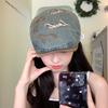 Japanese Retro Bow Washed Denim Beret Women'S Summer Versatile Big Head Circumference Forward Hat Showing Face Small Painter Hat