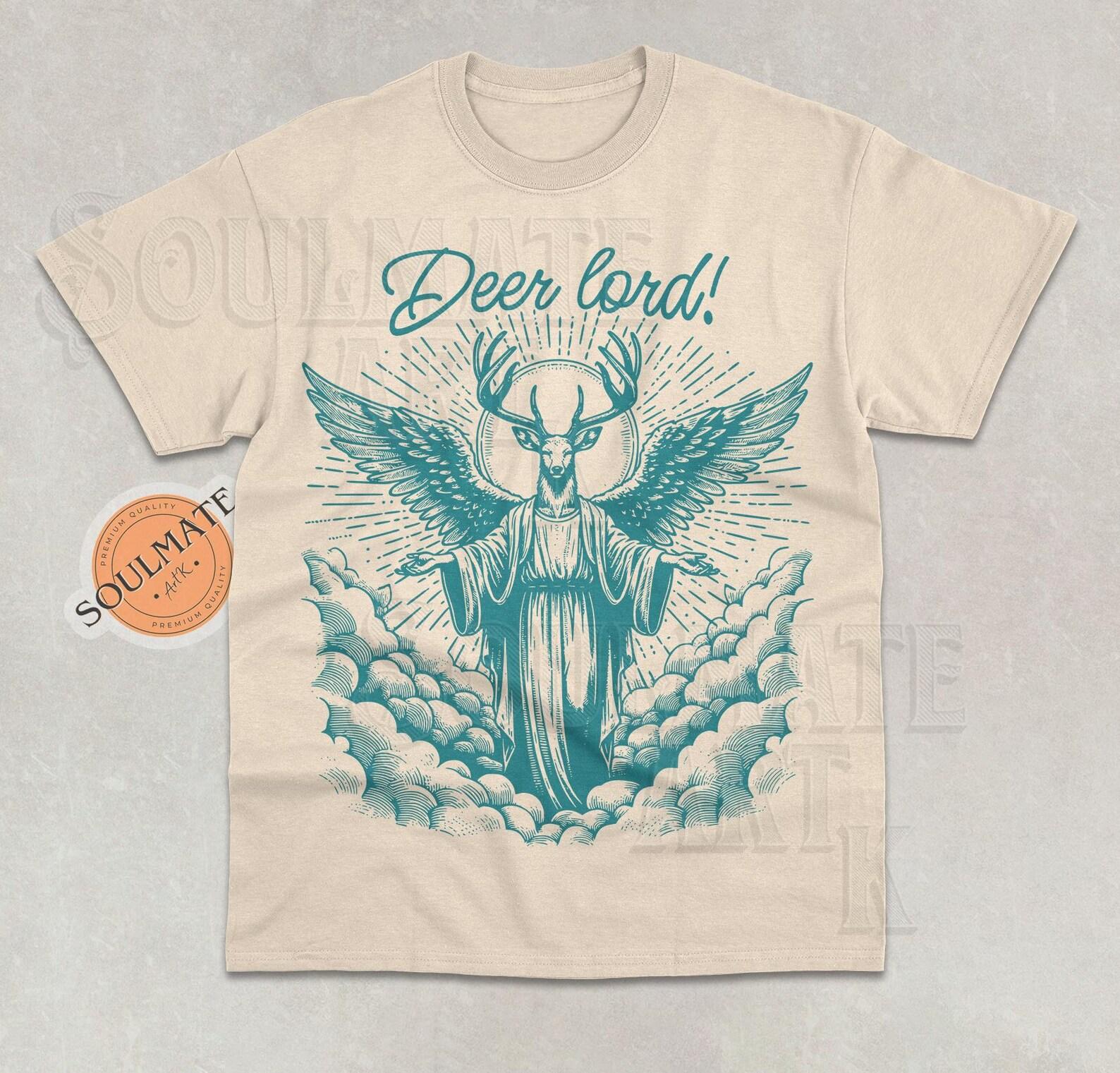 Deer Lord Shirt, Funny Meme Tshirt, Jesus Pun T-shirt, Animal Joke T-shirt, Unisex Hunting 90s Tee 2XL