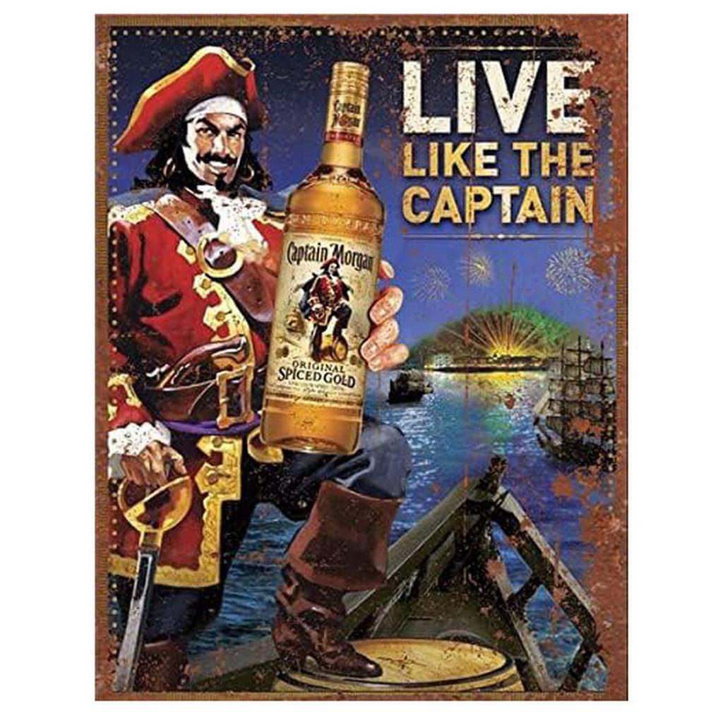Segni Metallici in Latta Birre Captain Morgan Poster da Parete Targhe Segno Decorazione Pittura in Ferro Vintage per Garage Caffetteria Man Cave Club Bar