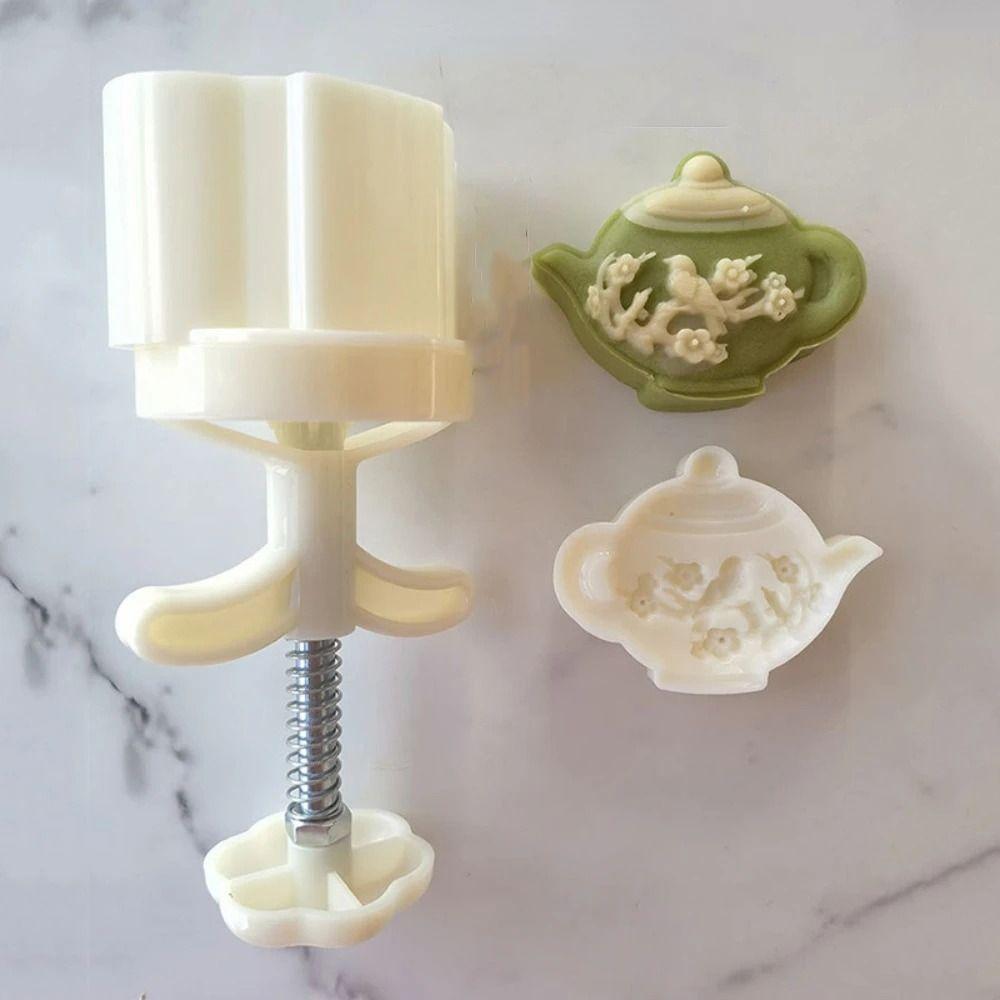 Plastic Mooncake Molds Teapot Shape Pastry Mold Hand Press Mould  Mid-Autumn Festival