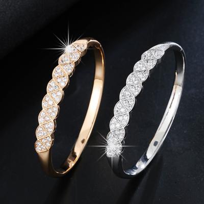 Nuovo braccialetto lucido, semplice, alla moda, giovane e creativo, con micro zirconi intarsiati, stile business, per tutti i giorni