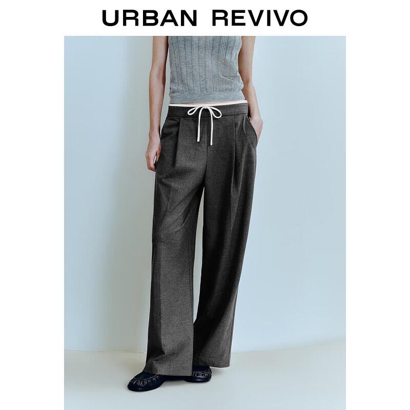 

UR 2025 Fall Modern Spliced Straight-Leg Pants with Elastic Tie Waist S