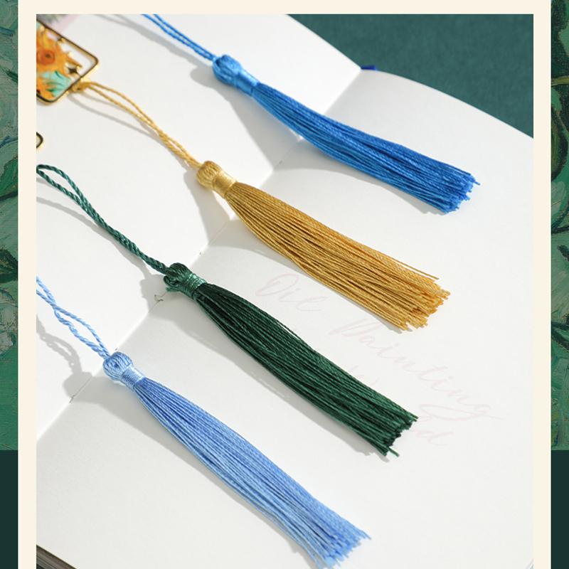 Metal Sunflower Hollow Bookmark Chinese Style Creative Painted Book Holder Tassel Pendant Kids Stationery School Office Supplies