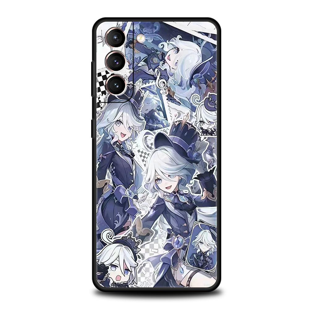 Genshin Impact Lovely Furina Phone Case For Samsung Galaxy S25 Edge S24 S23 S22 Ultra S20 S21 FE 5G S10 S9 Plus S10E Soft Cover