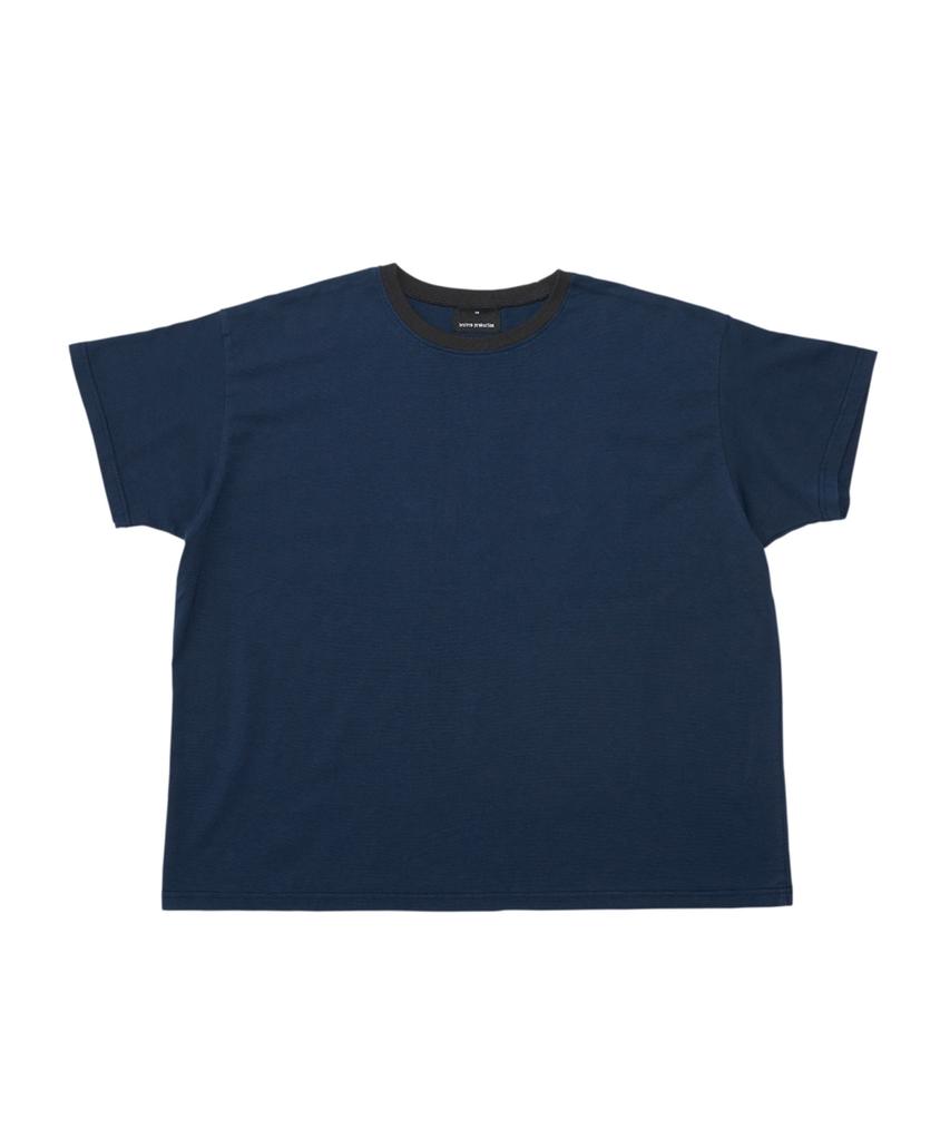 Dyutelo Neck Color Box Short Sleeve T-Shirt Navy