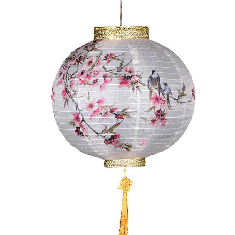 32x36cm Chinese Ancient Handheld Lantern Hanging Lamp Ink Garden Holiday Decor Printed Flower Round Chinese Lantern Party Decor