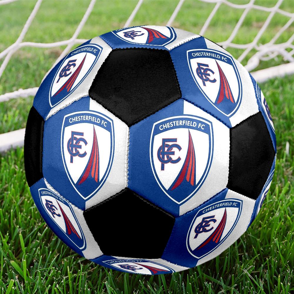Chesterfield F.C Indoor Soccer Ball Colorful Machine Stitched PVC Size 5 Team Training Competition Ready Durable High-Bounce Cool Sports Gift