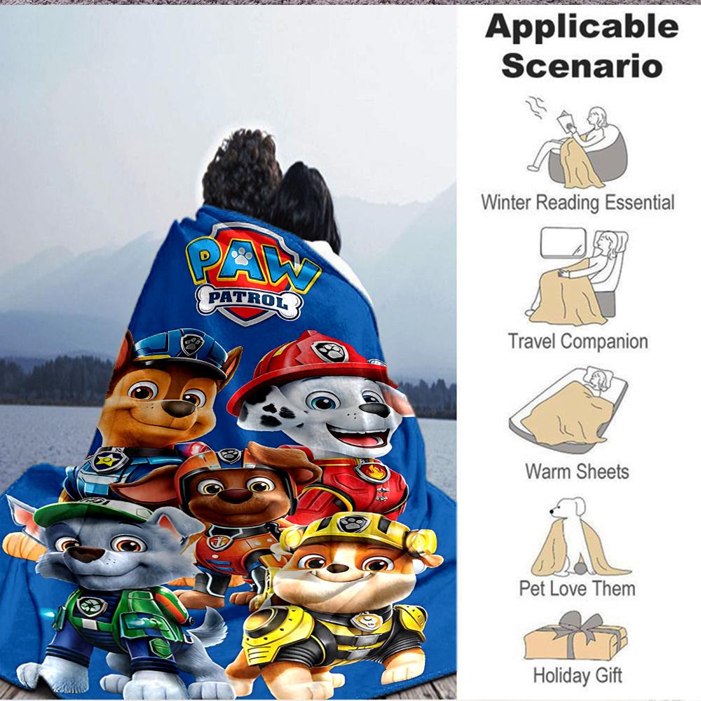 1pc Paw Patrol Characters Soft & Warm Flannel Blanket, Multi-Purpose Throw Blanket for Couch, Sofa, Office, Bed, Camping, Travel 163