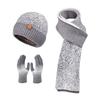 Winter Hat Gloves Scarf 3 Piece Set Outdoor Lady Warm Pullover Soft Plush Lining Ski Beanie Knitted Hats For Women Men Bonnets