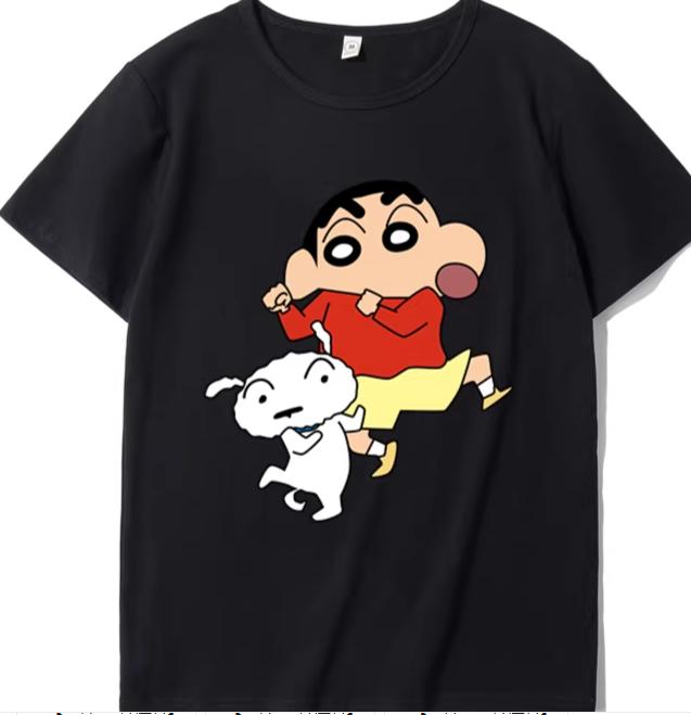 Crayon ShinChan Shinnosuke Kazama Shiro Print T Shirt Cute Cartoon Graphic Short Sleeve Casual Tee Top S