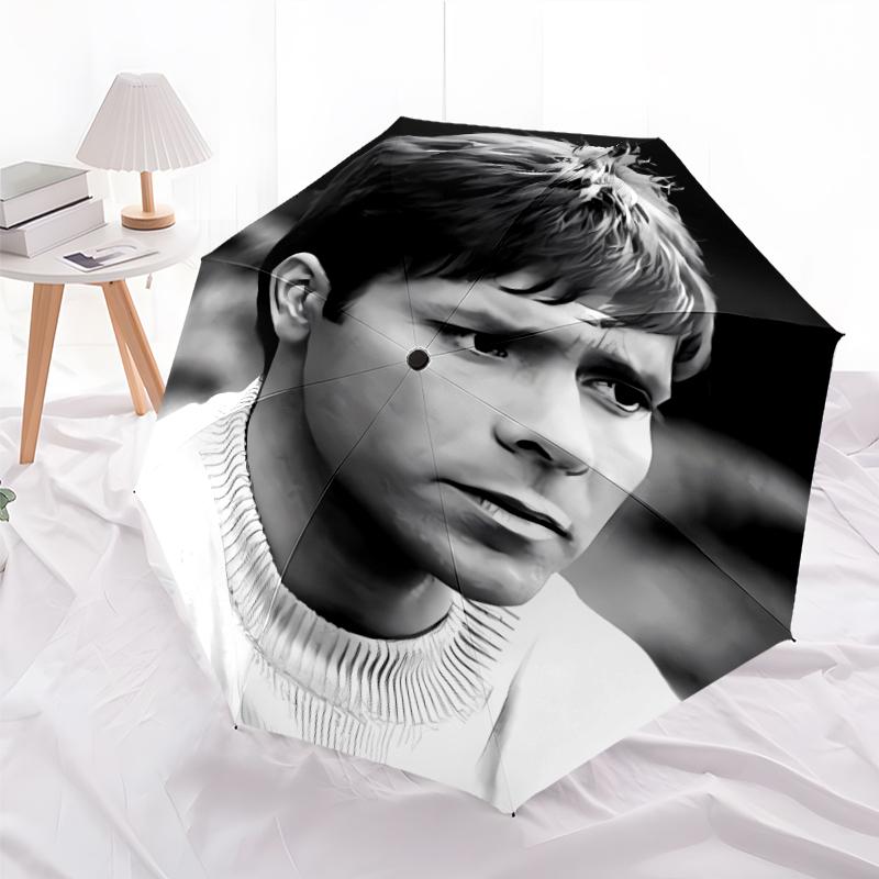 Bedruckter Sänger Cliff Richard Faltbarer Regenschirm,Für Draußen,Freizeit Und Reisen,Strapazierfähiges Schirmgewebe,Geburtstags- Und Feiertagsgeschenk