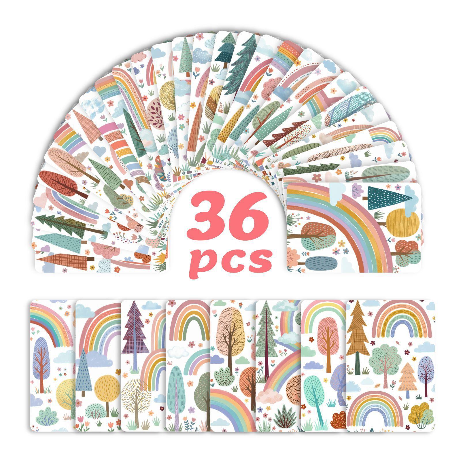 

Rainbow Forest Illustration Card 36 Set, Wind Hand Account Material Wall Decoration Universal Blessing Card RXHB0401
