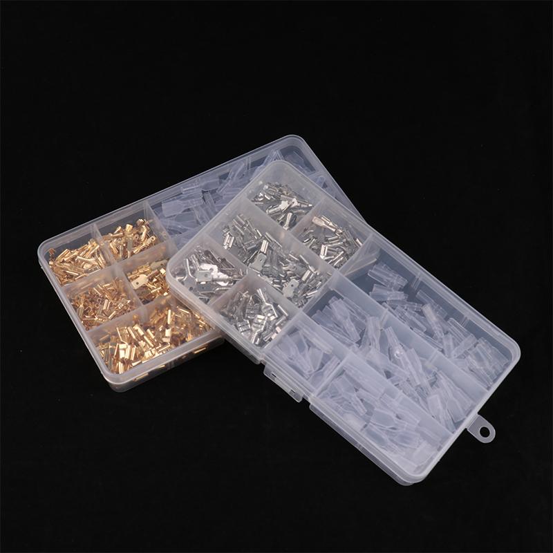 Złącza płaskie 2,8 mm 4,8 mm 6,3 mm, Złącza szybkozłączki męskie i żeńskie, Zestaw asortymentowy w pudełku z osłoną PVC