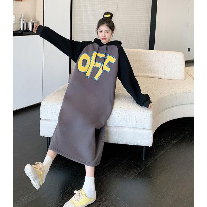 YYFS Women's Fashion Fall Winter Long Sleeve Hooded Loose Waistline Casual Dresses