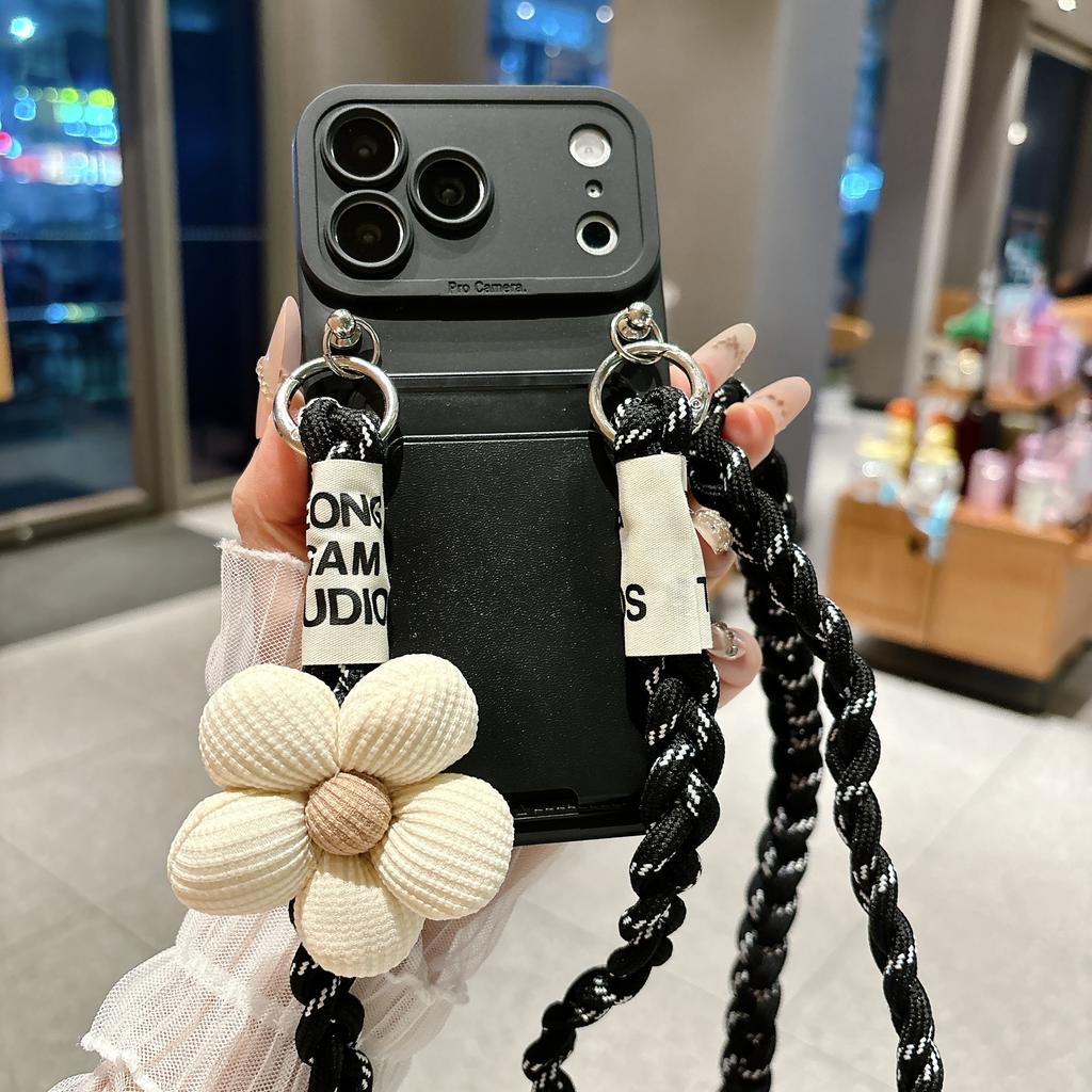 Bonbonfarbe Geflochtenes Crossbody-Lanyard Handyhülle Für iPhone 17 16 15 14 Plus 13 12 11 Pro Xs Max Air Kartenhalter Silikonhülle
