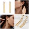 18K Gold Plated Stainless Steel Geometric Pearl Tassel Earrings - Versatile European & American Fashion Style