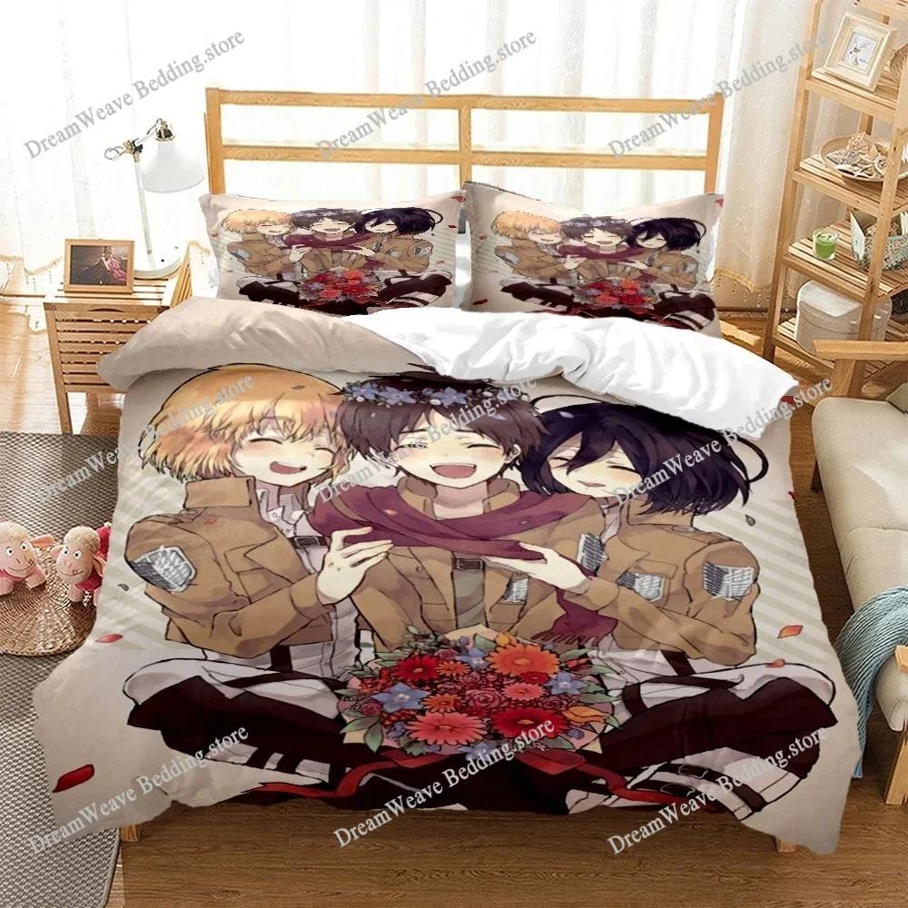 Attack On Titan Luxury Bedding Set Japan Anime Cartoon Duvet Cover Set Comforter Bedspread Twin Single Size Printed Home Textile