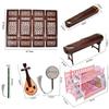 Miniature Classical Instrument Model Set: Fan Flute, Guzheng, Pipa Dolls for Pretend Play Accessories