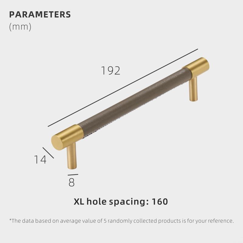 Dooroom Brass Real Leather Furniture Handles Light Luxury Grey Wardrobe Dresser Cupboard Cabinet Drawer Pulls Easy Maintenance