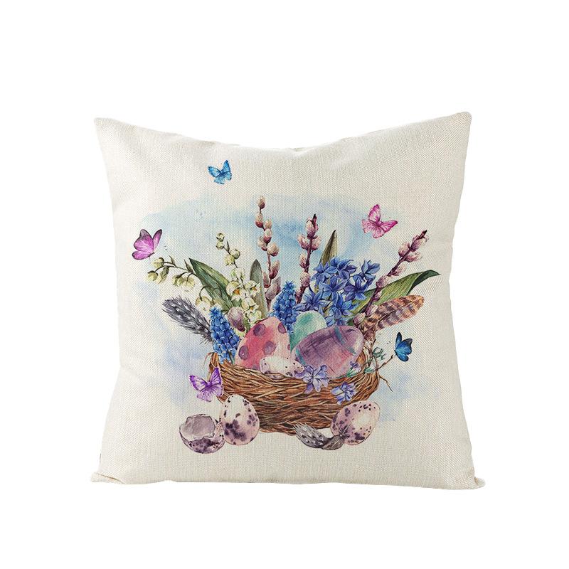 Watercolor Bunny Egg Easter Pillow Cover Nordic Office Sofa Polyester Cushion Cover Home Furnishings