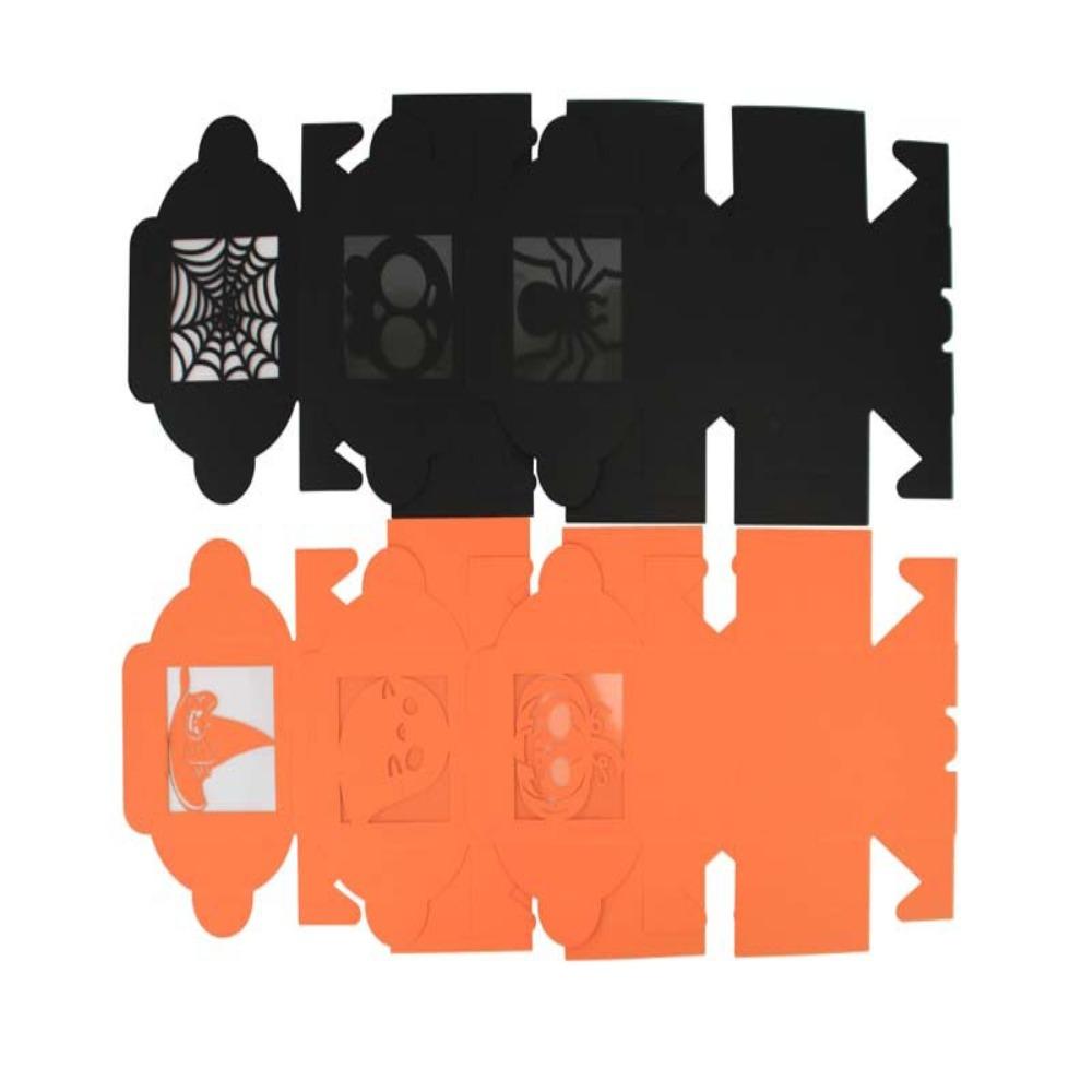 50PCS Square Halloween Candy Gift Box Kraft Paper Ghost/Pumpkin/spider Pattern Candy Packaging Box Transparent Window Cookie Box