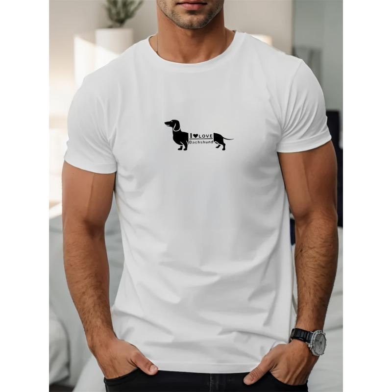 

Європейські розміри Футболка з принтом I LOVE DACHSHUND, Футболки для чоловіків, Повсякденна футболка з коротким рукавом для літа 4XL білий
