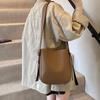Retro casual shoulder bag women's new fashion solid color bucket bag small bag trendy commuter messenger bag
