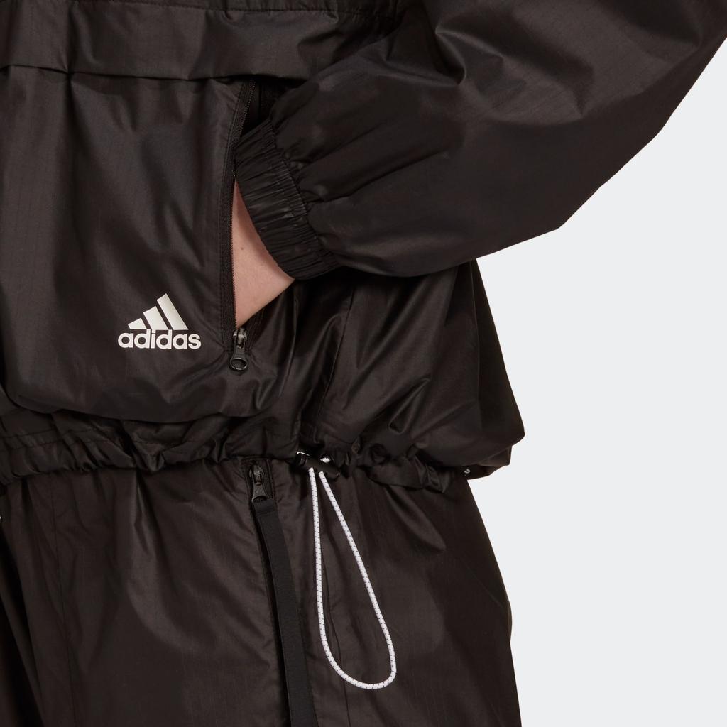 Adidas Windbreaker Jacket With Three Stripes Women Outerwear Black GT3723