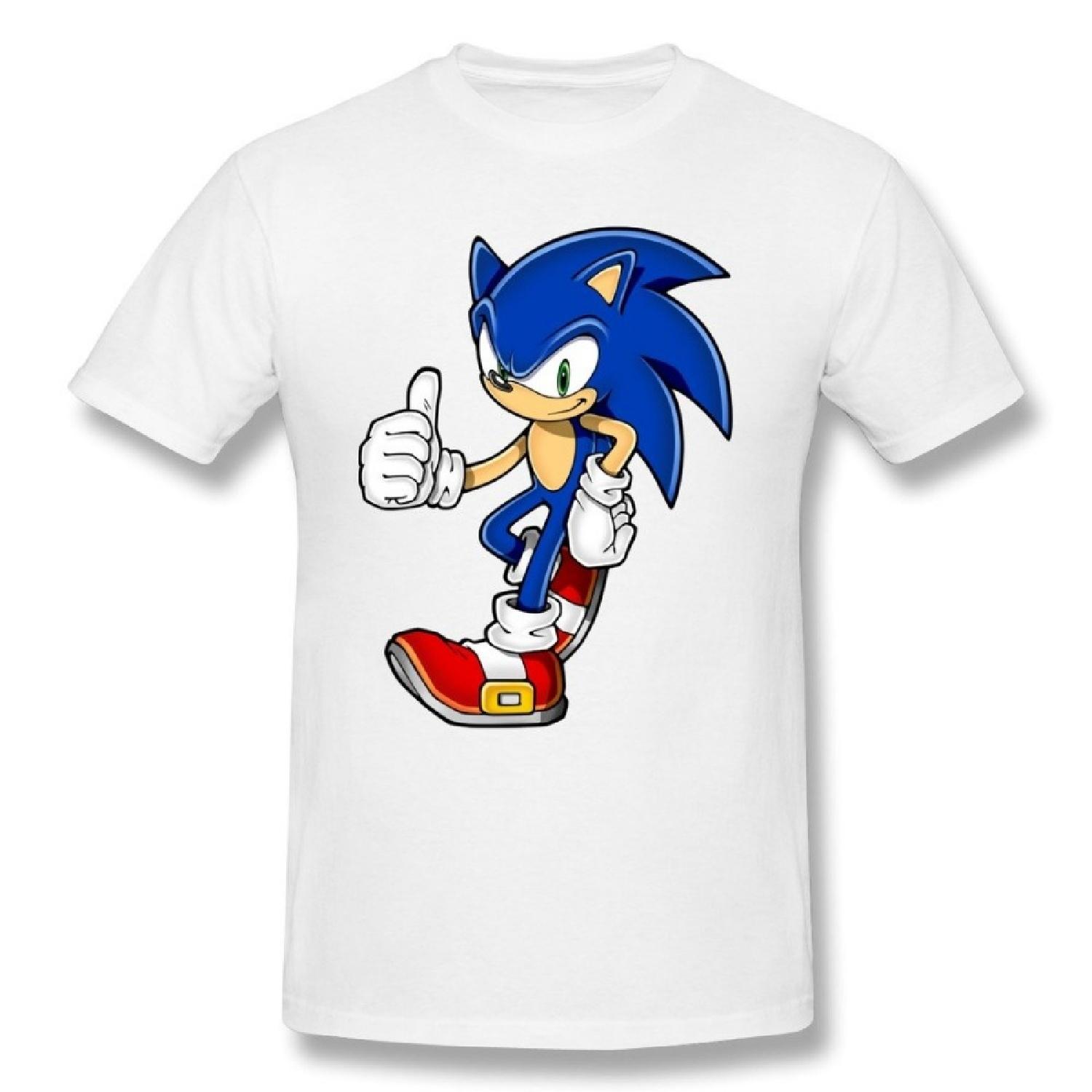 

Men Cool Sonic Hedgehog Customized Retro White T-Shirt By Mjensen XXXXXL білий