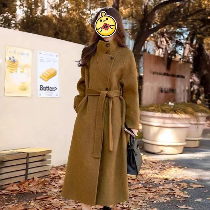 

Новое двухстороннее шерстяное пальто длинное корейское свободное повседневное шерстяное пальто S