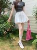 Women's High-Waisted Black & White Puffball Pleated Summer Shorts