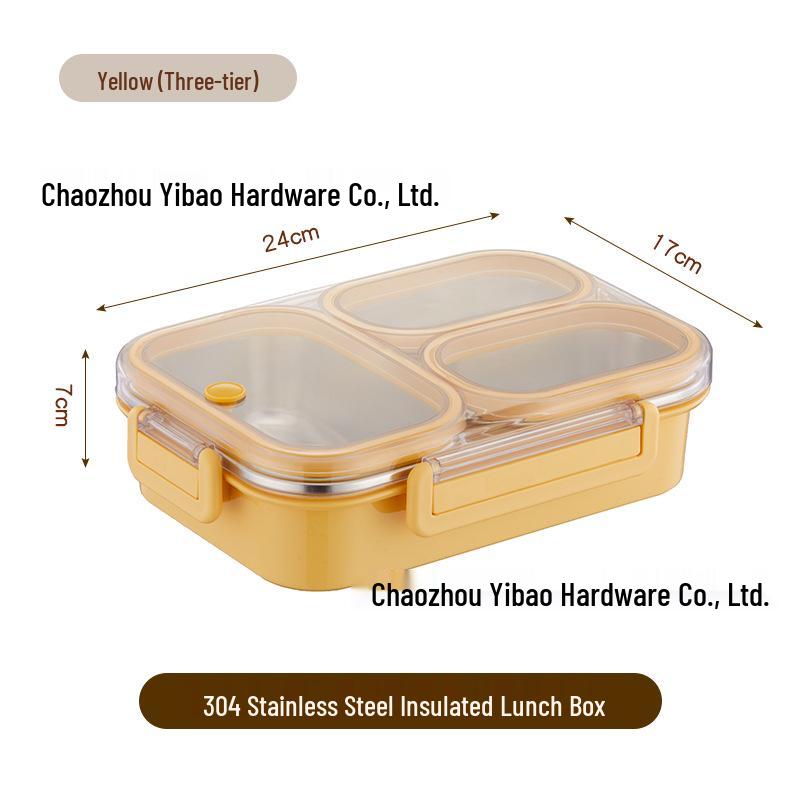 Герметичный ланч-бокс из нержавеющей стали 304 для школьников и офисных работников - Портативный, герметичный и с отделениями, квадратный контейнер для еды