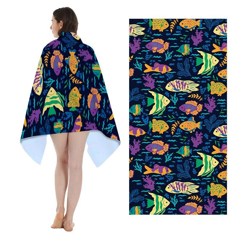 Tropical Jungle Flamingo Snake Print Polyester Beach Towel Botanical Leaves Quick Dry Bath Towel for Summer Swim Pool Vacation