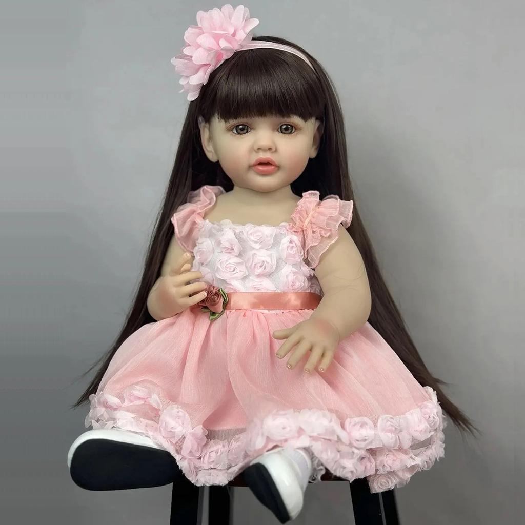 BZDOLL 55cm Full Body Soft Vinyl Doll Reborn Baby 22inch Princess Newborn Lifelike Bebe Girl Toddler Art Toy Christmas Gift for Kids