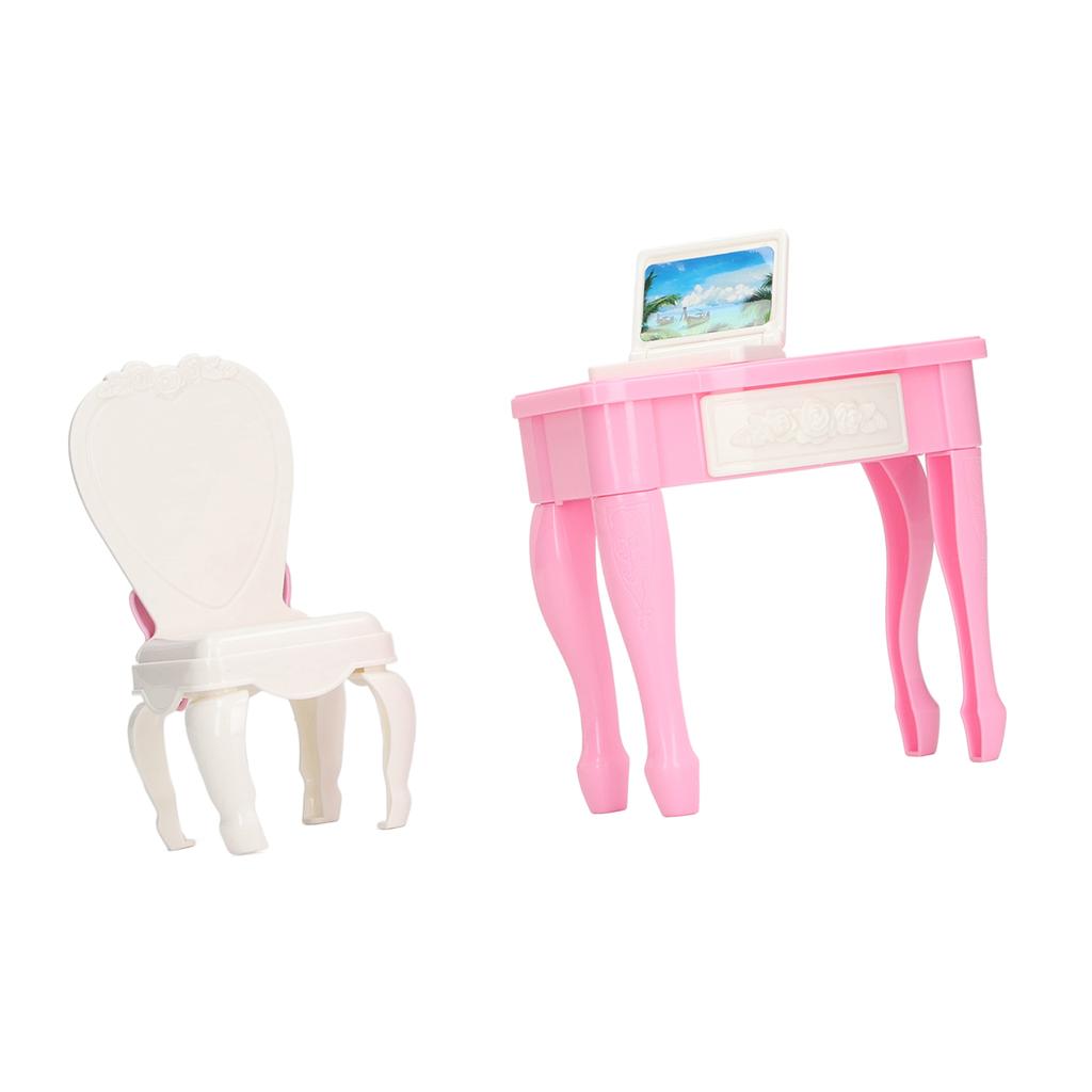 1:12 Scale Dollhouse Laptop Table Chair Furniture Mini Accessory Dollhouse Notebook Desk Chair Set