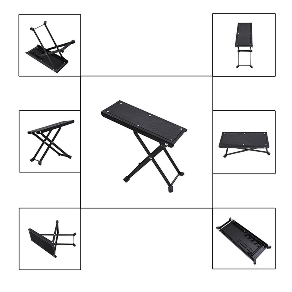 Metal Guitar Foot Stool 4 Gears Adjustable Guitar Foot Rest No-slip Foldable Footrest for Classical Acoustic Guitar Part