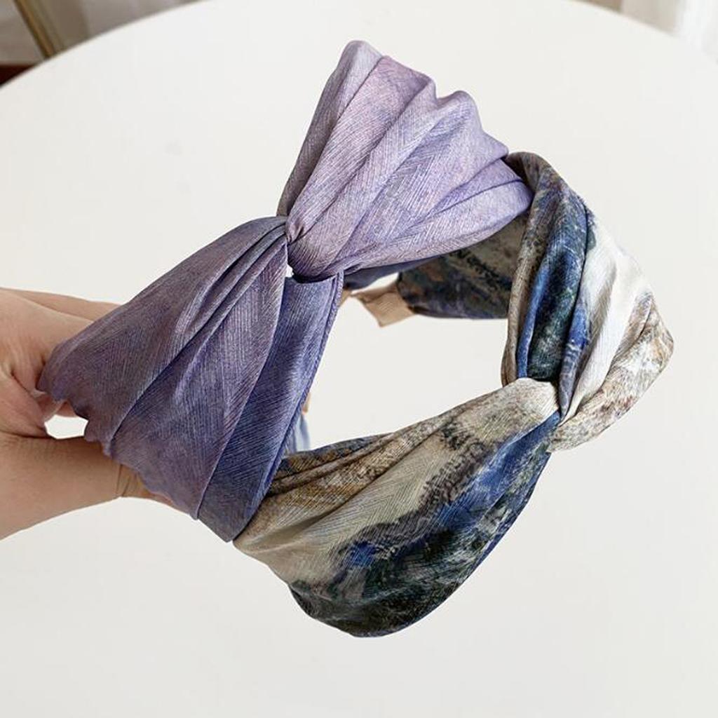 New Fashion Headband For Women Wide Side Hairband Oil Print Headwear Vintage Turban Autumn Hair Accessories