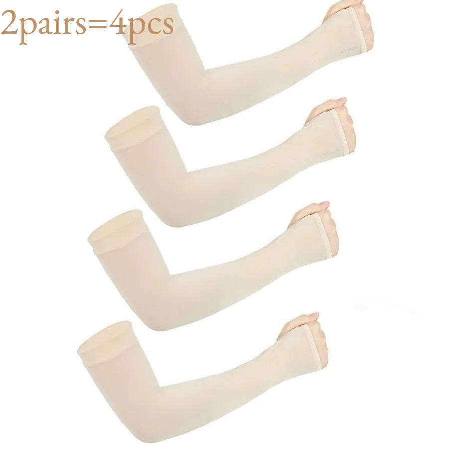 4pcs UPF 50+ Ice Silk Arm Sleeves, Sun Protection Cooling Sleeve for Cycling Running Driving, Unisex Breathable UV Blocking