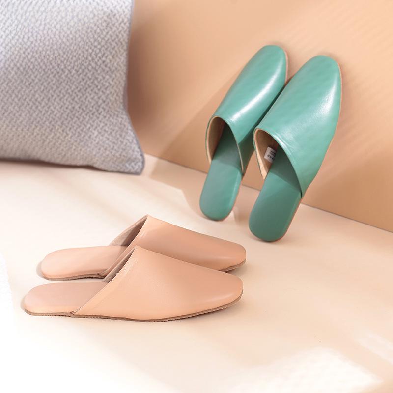 Men's and Women's Lambskin Indoor Slippers - Breathable Leather for Home