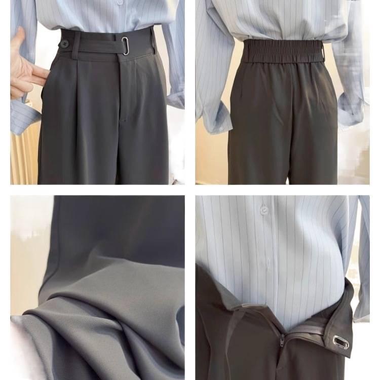 Women's High Waist Grey Suit Pants - Spring/Summer 2026: Straight, Loose, Slimming, and Casual.