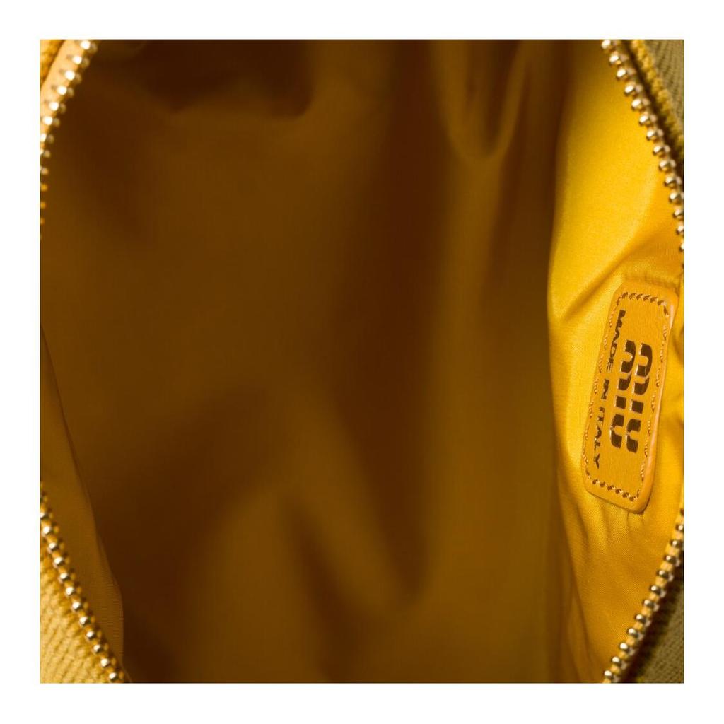 Miu Miu Monochrome Logo Embroidered Two-Tone Woven Wrist Strap Cotton Tote Bag Women tote bags Yellow 5NE853_2IA7_F05B3