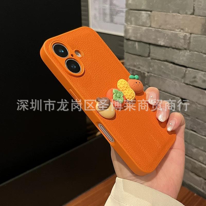 Apple 17promax Mobile Phone Case Is Suitable for Orange Iphone17pro Sticker Protective Case 14/16.