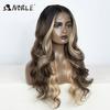 Noble Lace Front Wig Synthetic 28“ Highlight Honey Brown Body Wave Wig Blonde Wigs For Women Lace Wig Synthetic Lace Front Wig
